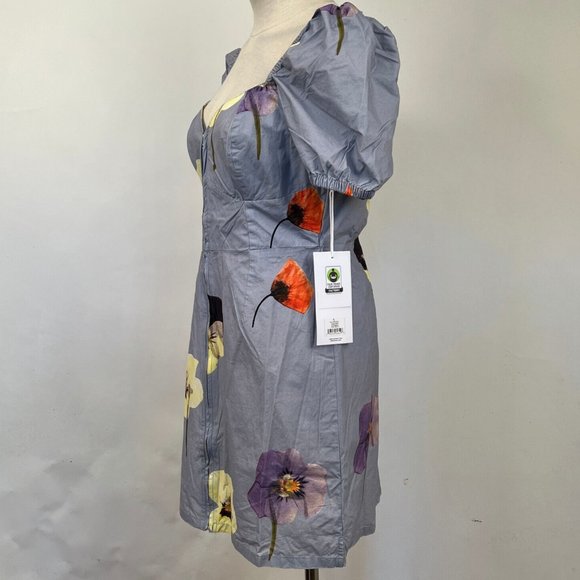 Obey Mini Dress "Redux" Denim Blue/Floral - Picture 4 of 6